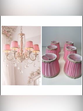 Pink Victorian Shabby Chic Small Lamp shades 6pcs set